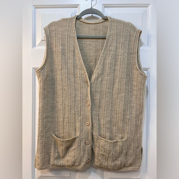 Made In Italy Wool Blend Sweater Vest Unisex Size L Lightweight Fisherman Boho - Picture 1 of 9
